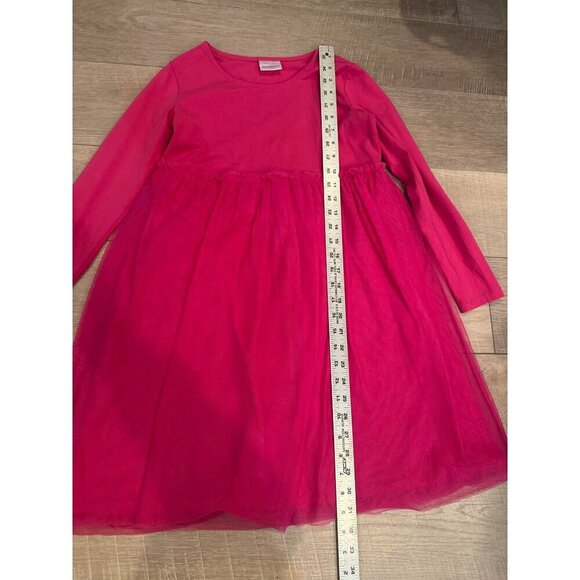 Hanna Andersson Girls Long-Sleeve Pink Tulle Dress US 12 / 150 Cm Cotton Blend - Picture 2 of 6